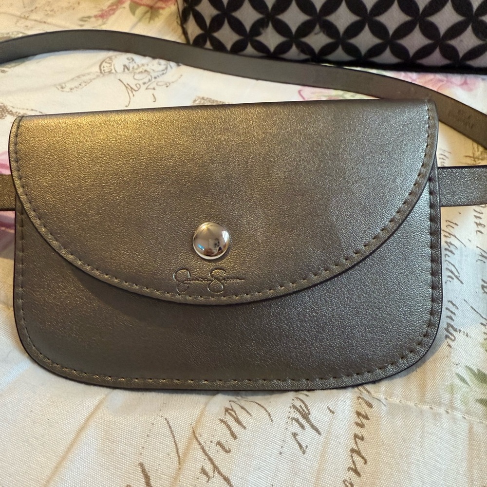 Jessica Simpson Gray Crossbody Bag with Curved Design